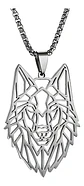 Collar Para Hombre Y Mujer Con Dije Origami Lobo Vikingo - Miniatura 1