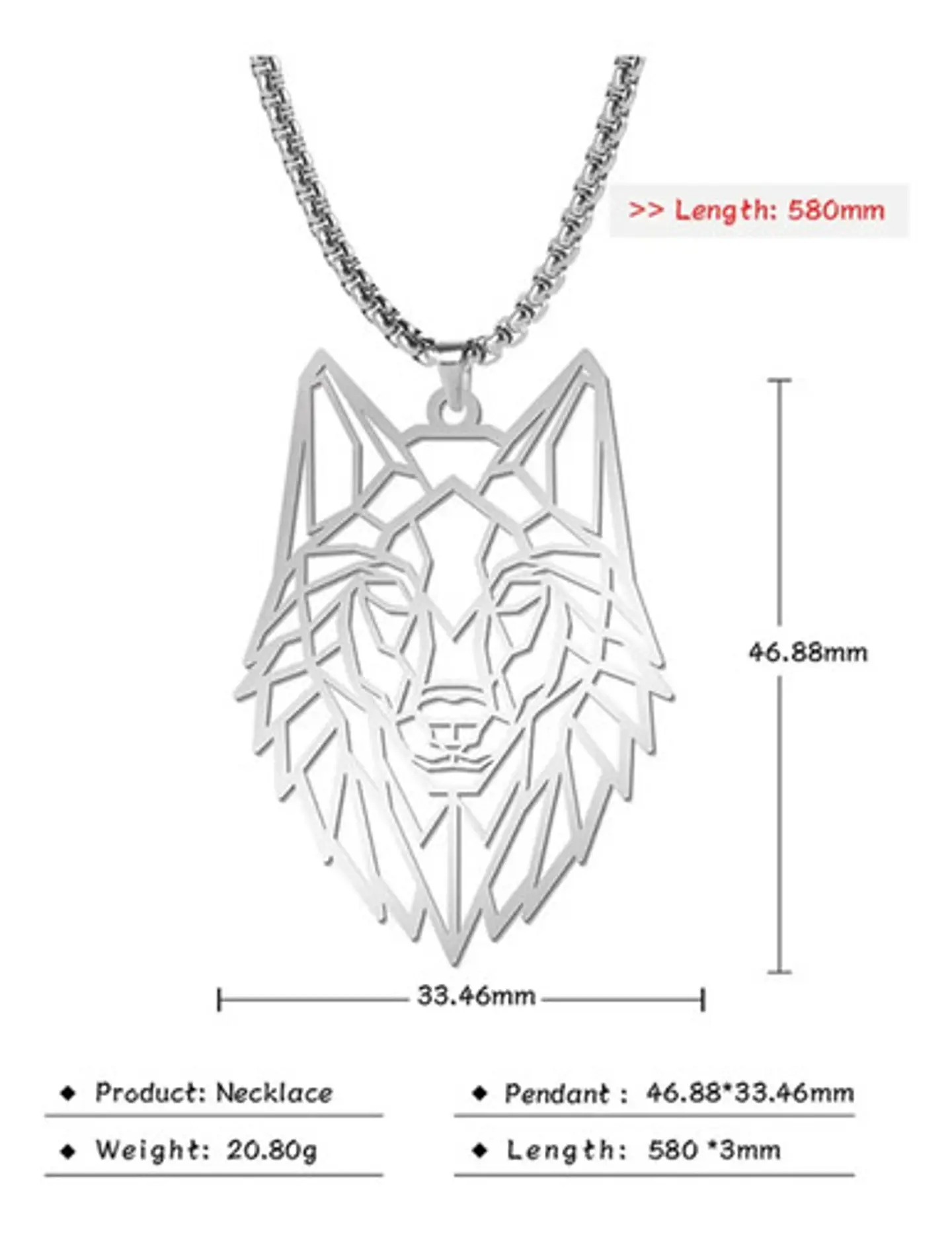 Collar Para Hombre Y Mujer Con Dije Origami Lobo Vikingo 7