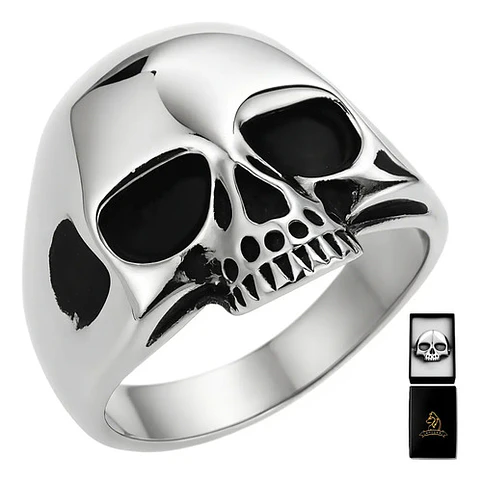 Anillo Para Hombre Y Mujer Cráneo Calavera Acero Color Plata