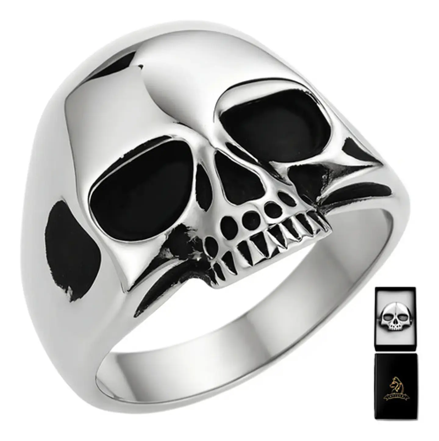 Anillo Para Hombre Y Mujer Cráneo Calavera Acero Color Plata 1
