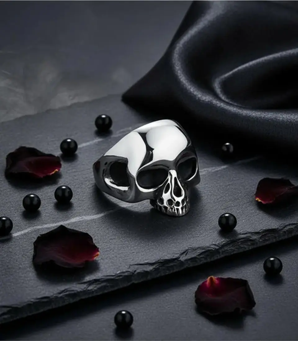 Anillo Para Hombre Y Mujer Cráneo Calavera Acero Color Plata 6