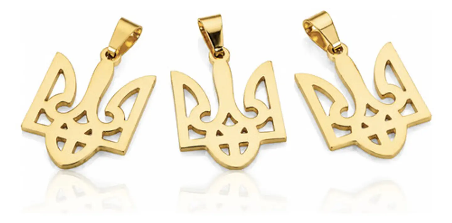 Set 3 Dijes Hombre Y Mujer Tridente Escudo Ucrania Tryzub 1