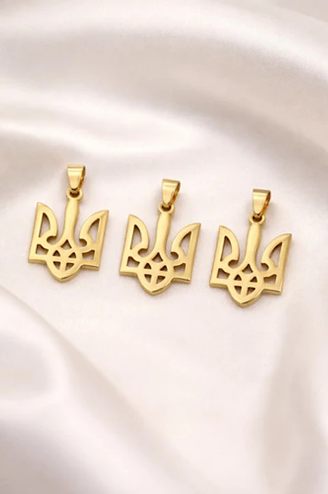 Set 3 Dijes Hombre Y Mujer Tridente Escudo Ucrania Tryzub