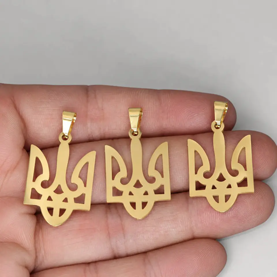 Set 3 Dijes Hombre Y Mujer Tridente Escudo Ucrania Tryzub 4
