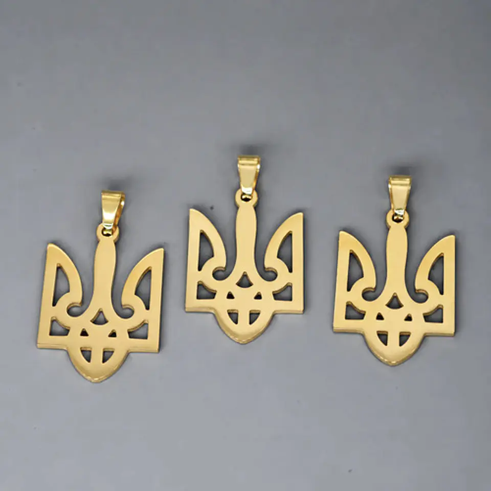 Set 3 Dijes Hombre Y Mujer Tridente Escudo Ucrania Tryzub 6