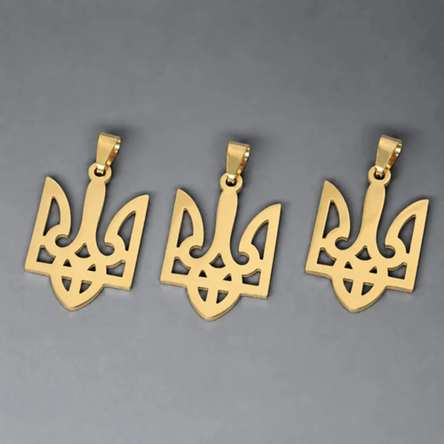 Set 3 Dijes Hombre Y Mujer Tridente Escudo Ucrania Tryzub 7