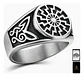 Anillo Para  Hombre Acero Color Plata Vikingo Rueda Solar - Miniatura 1