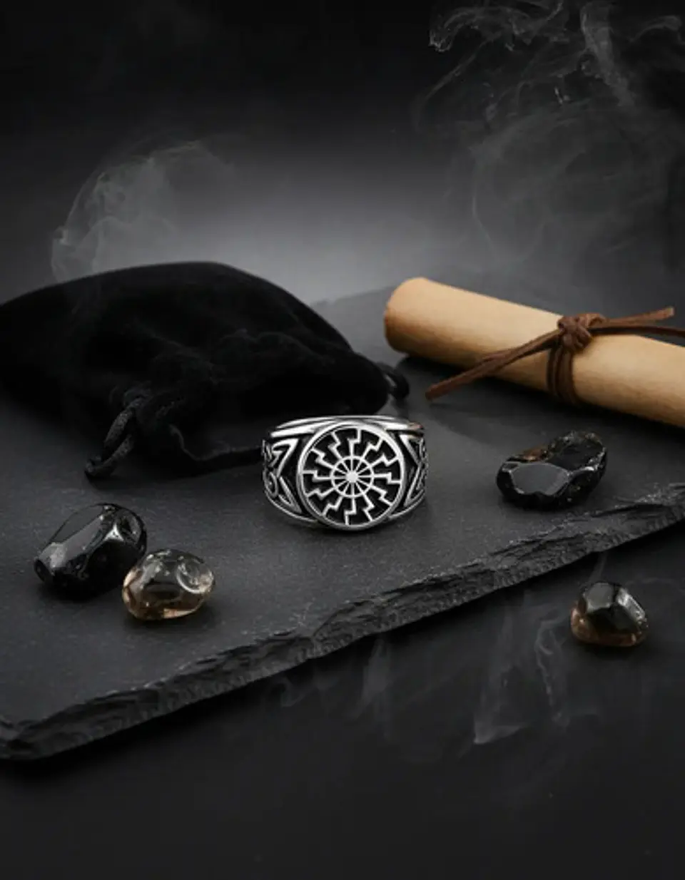 Anillo Para  Hombre Acero Color Plata Vikingo Rueda Solar 6