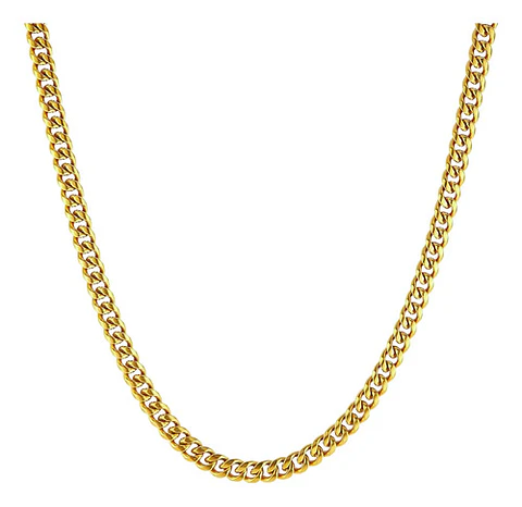 Cadena 40 Cm Cubana Para Hombres Y Mujeres De 5 Mm Color Oro
