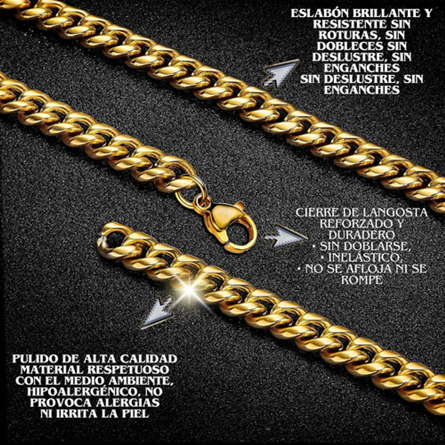 Cadena 40 Cm Cubana Para Hombres Y Mujeres De 5 Mm Color Oro 3