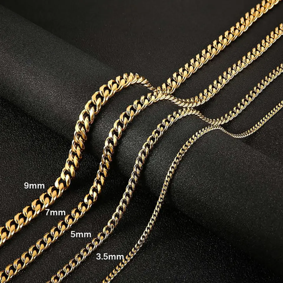 Cadena 40 Cm Cubana Para Hombres Y Mujeres De 5 Mm Color Oro 4