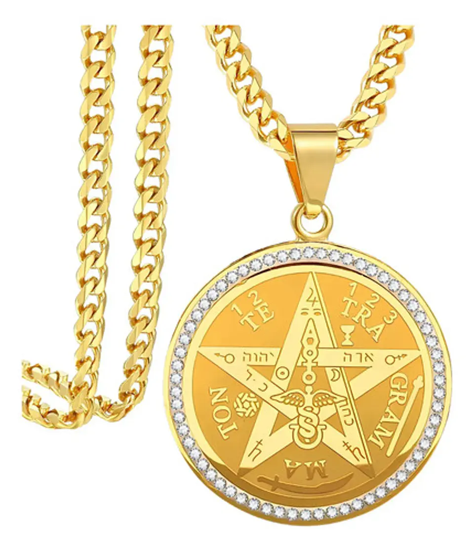 Collar Para Hombres Mujeres Medalla Tetragrámaton Pentagrama 1