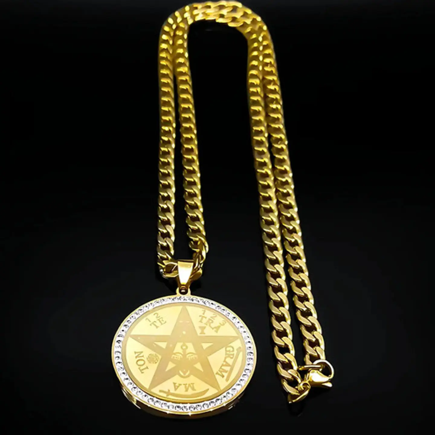 Collar Para Hombres Mujeres Medalla Tetragrámaton Pentagrama 6