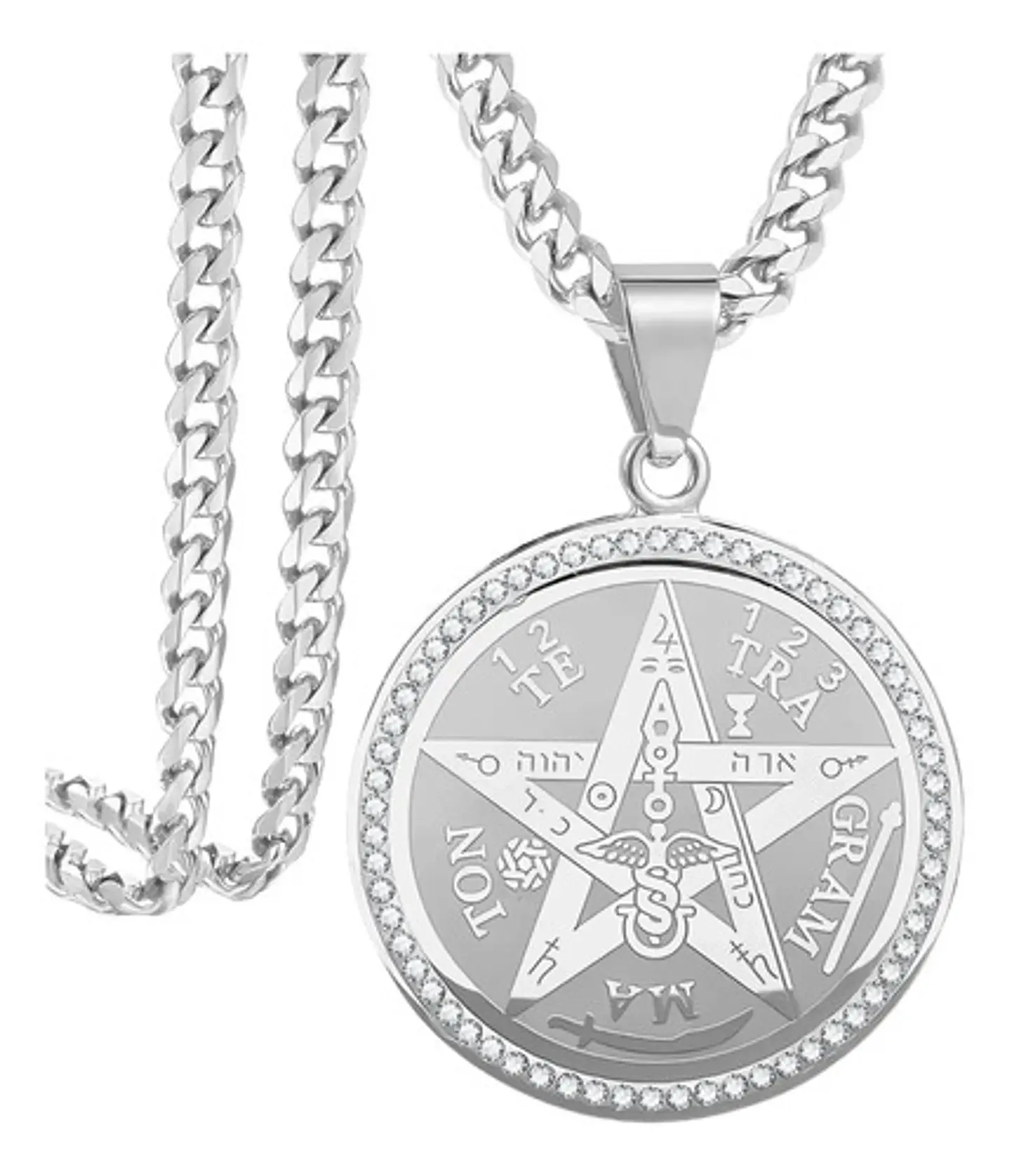 Collar Para Hombres Mujeres Medalla Tetragrámaton Pentagrama 11