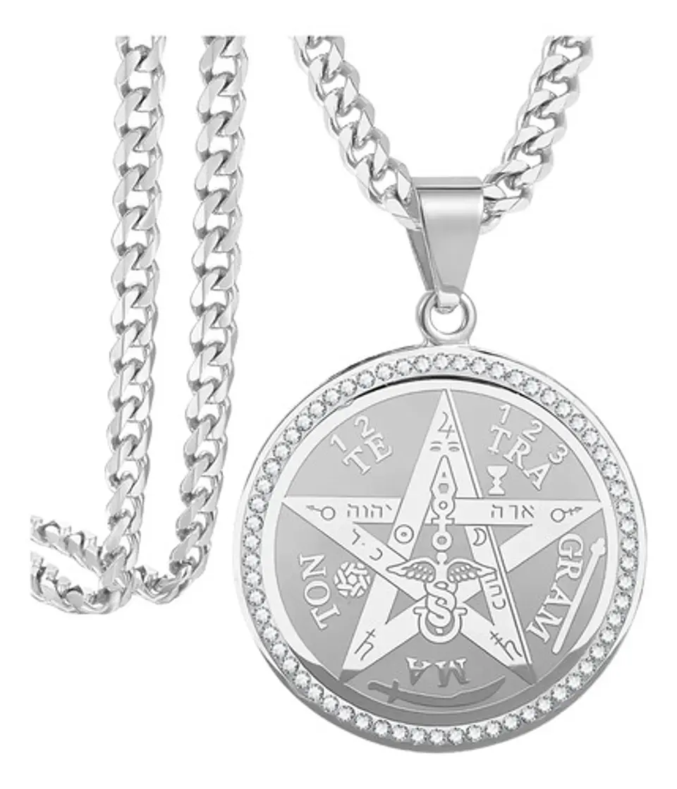 Collar Para Hombres Mujeres Medalla Tetragrámaton Pentagrama 11