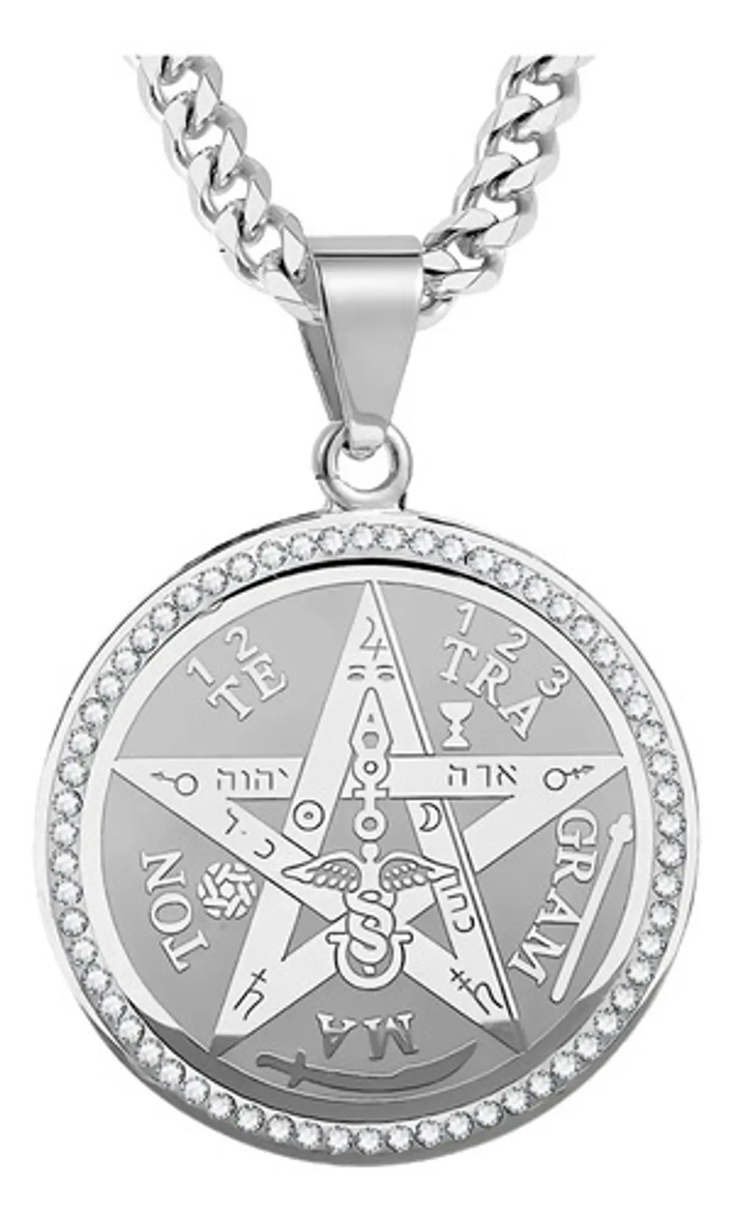Collar Para Hombres Mujeres Medalla Tetragrámaton Pentagrama 13