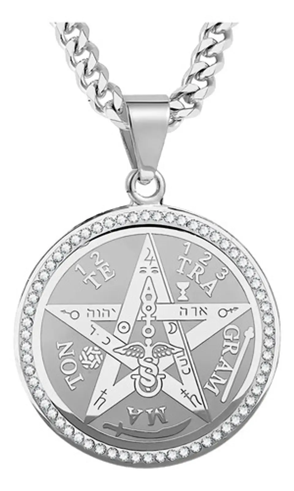 Collar Para Hombres Mujeres Medalla Tetragrámaton Pentagrama 13