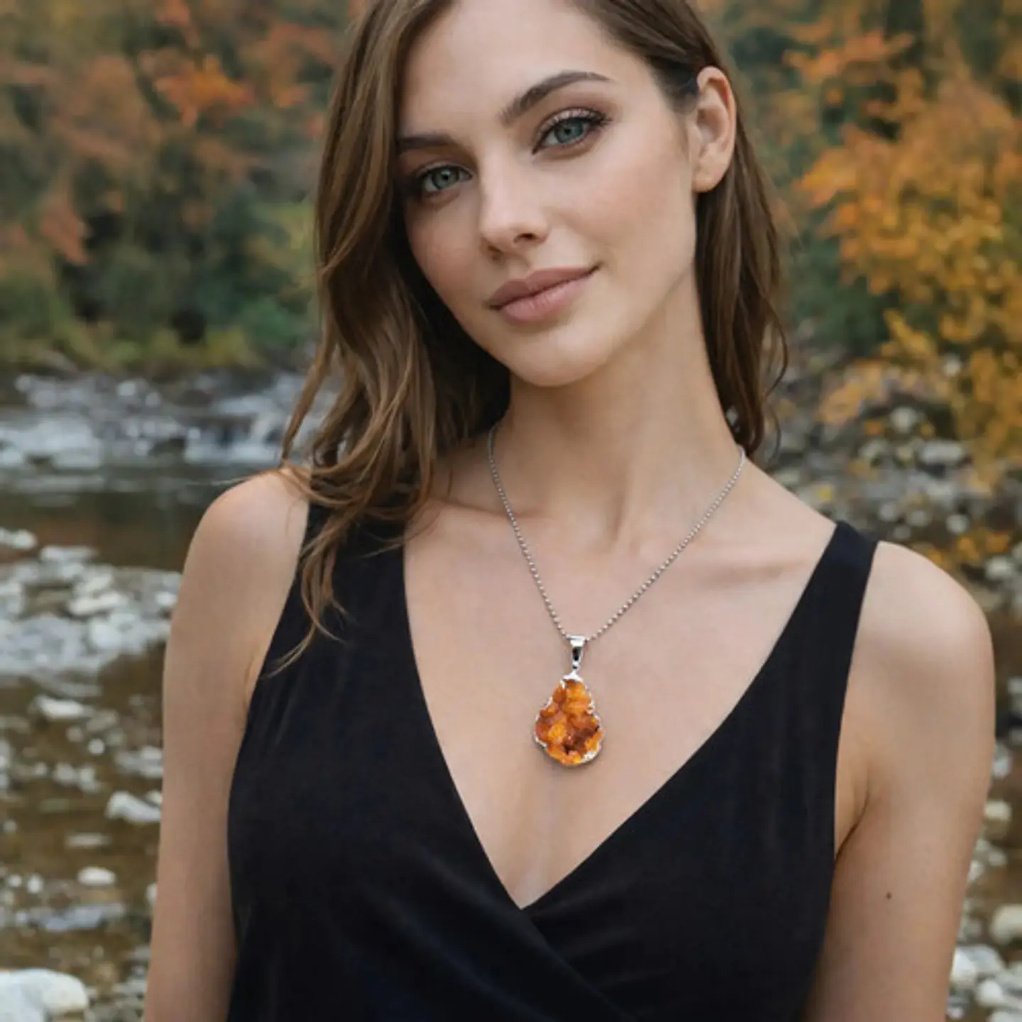Collar Para Hombres Y Mujeres Con Dije Piedra Drusa Citrino 3