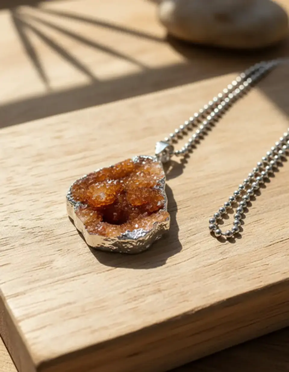 Collar Para Hombres Y Mujeres Con Dije Piedra Drusa Citrino 6
