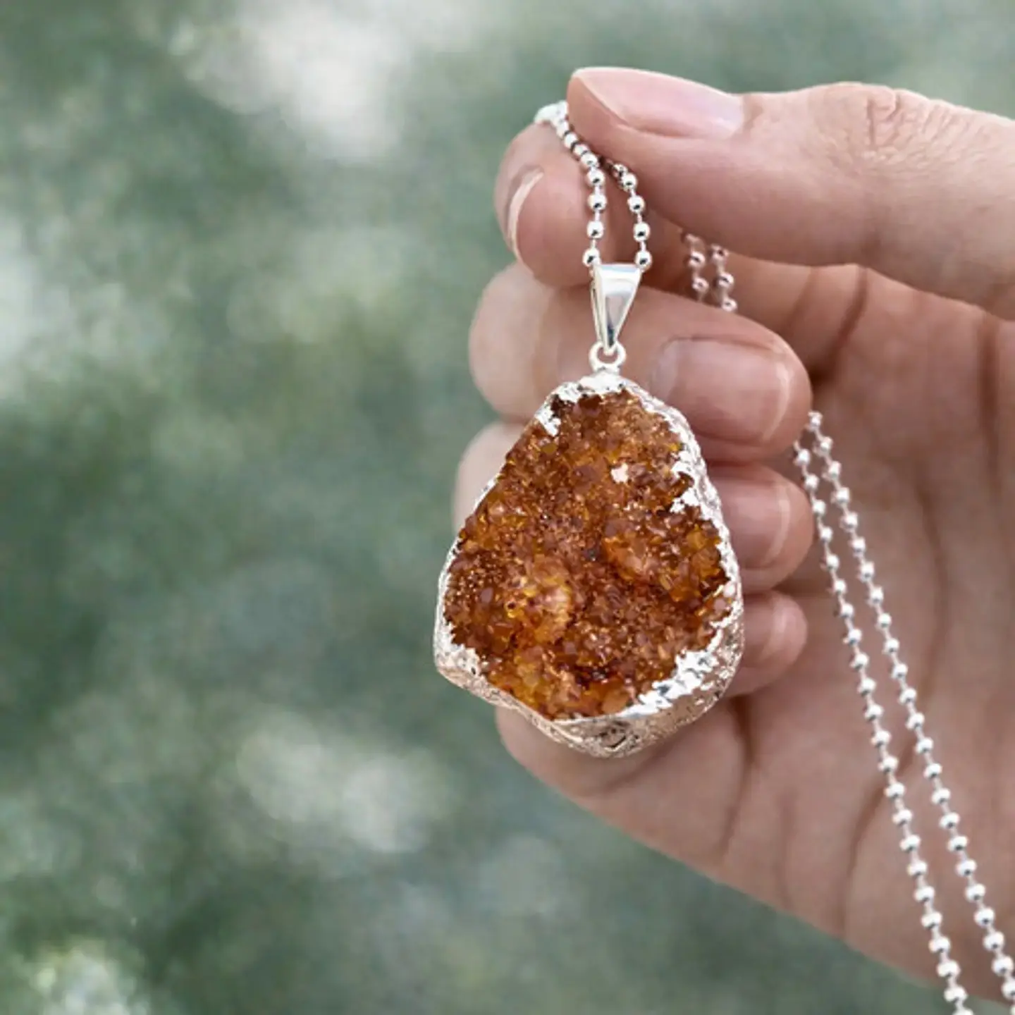 Collar Para Hombres Y Mujeres Con Dije Piedra Drusa Citrino 8