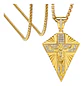 Collar Para Hombres Con Dije Cruz De Jesús Color Oro Hip Hop Dorado - Miniatura 1