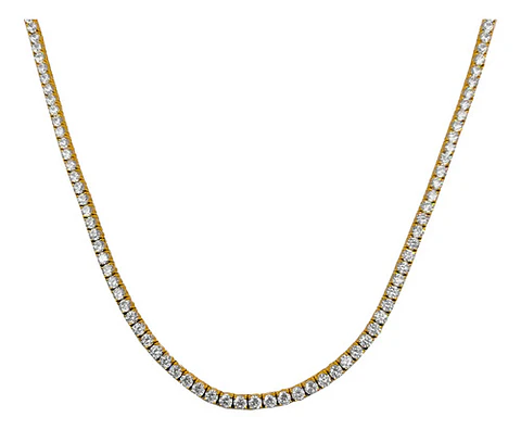 Cadena Tennis 3 Mm Para Hombres Y Mujeres De 55 Cm Color Oro