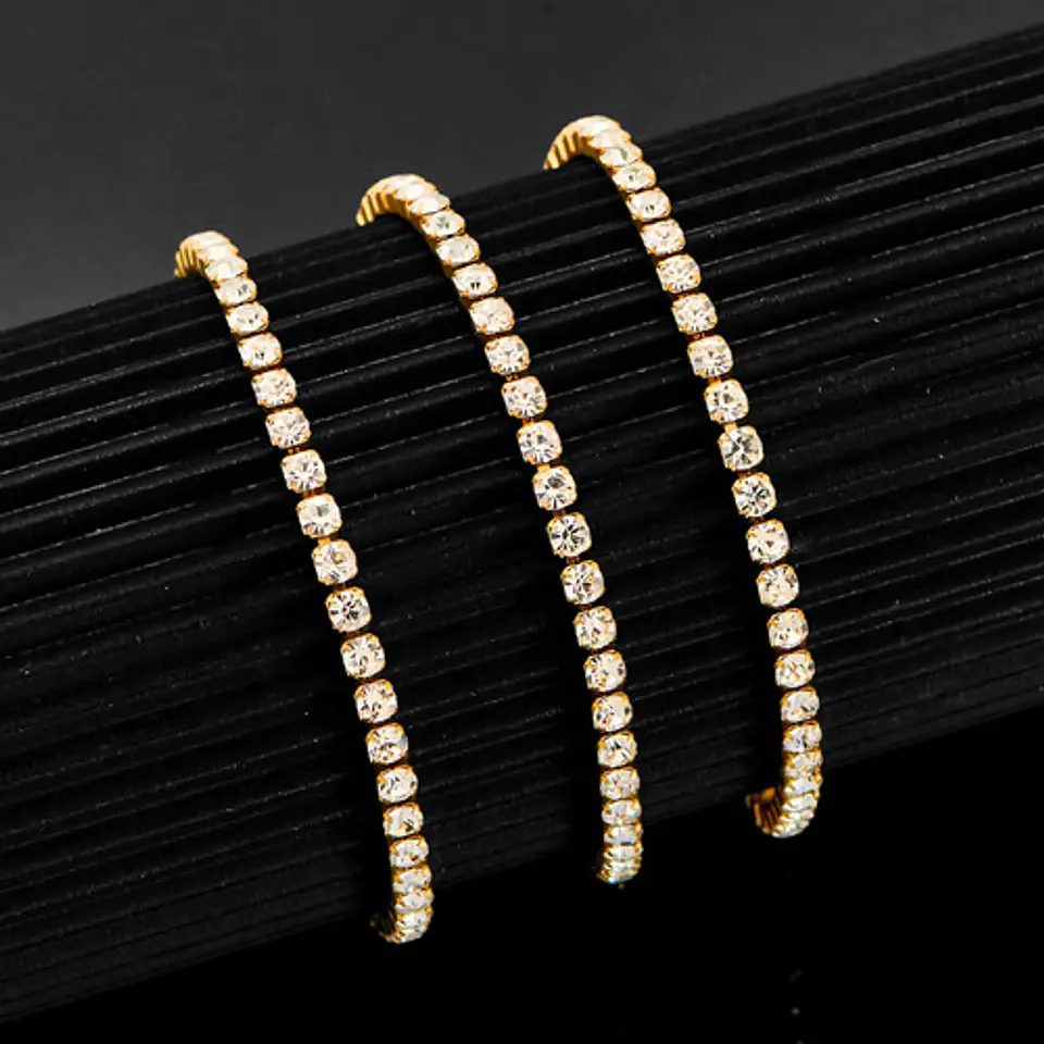 Cadena Tennis 3 Mm Para Hombres Y Mujeres De 55 Cm Color Oro 22