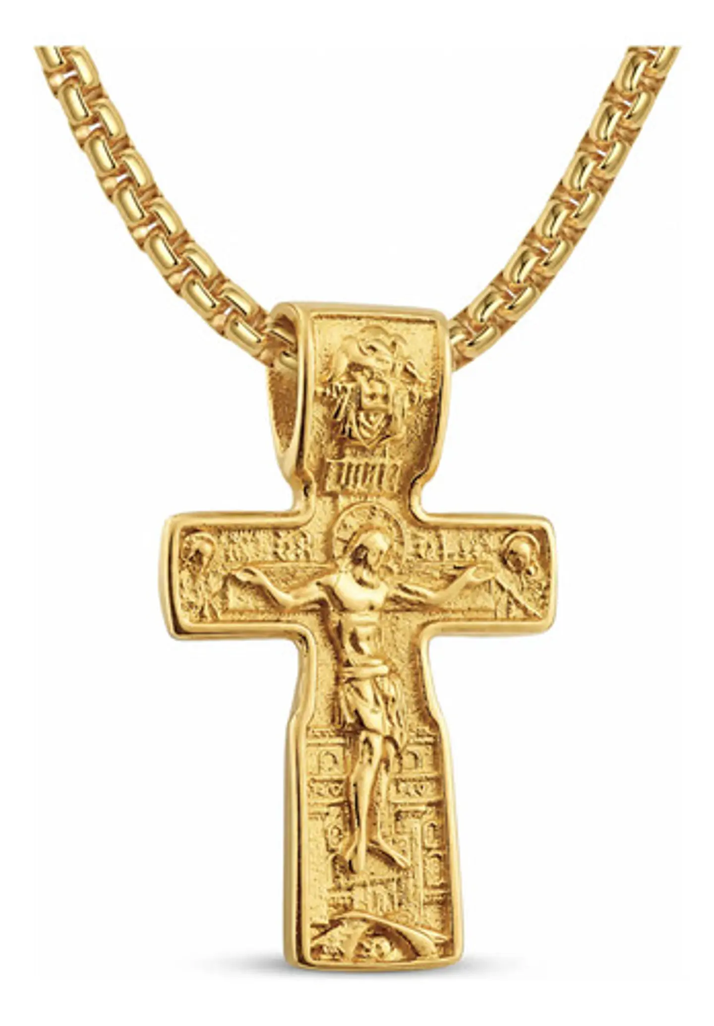 Collar Dije De Acero Color Oro Urbano Cruz Para Hombre Mujer 1