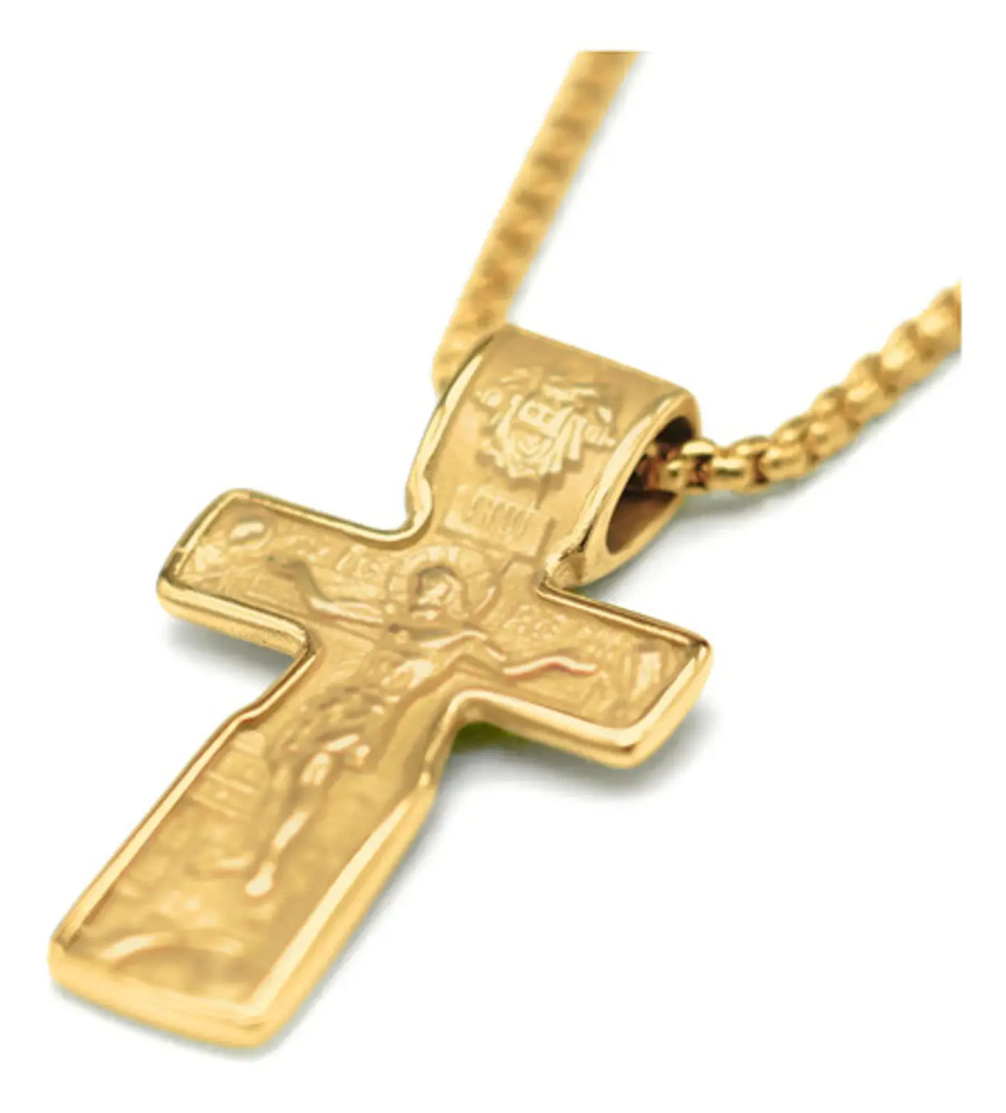 Collar Dije De Acero Color Oro Urbano Cruz Para Hombre Mujer 2