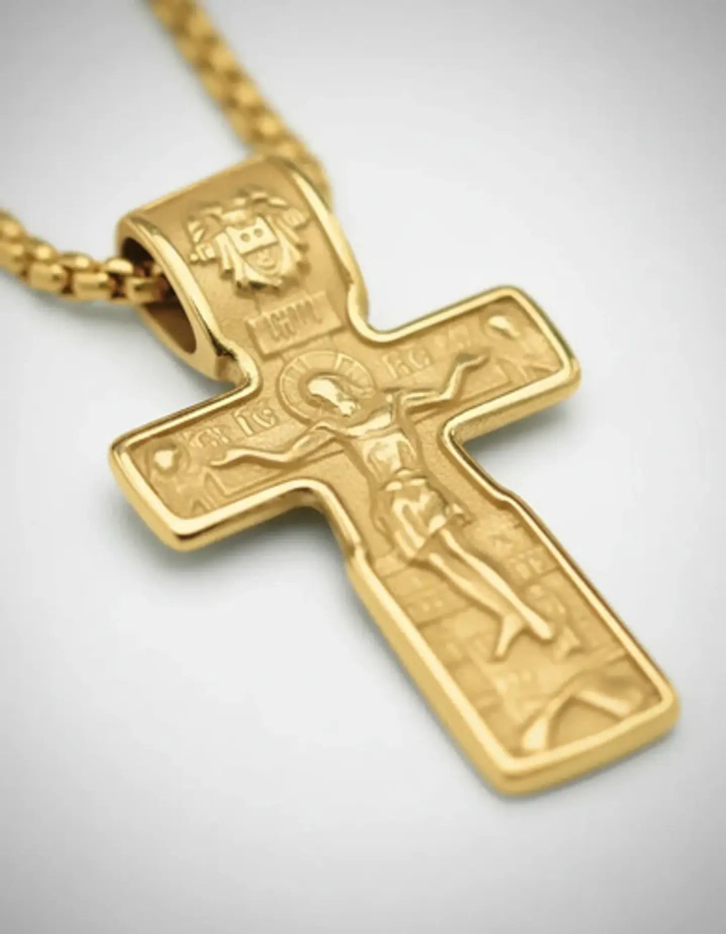 Collar Dije De Acero Color Oro Urbano Cruz Para Hombre Mujer 3