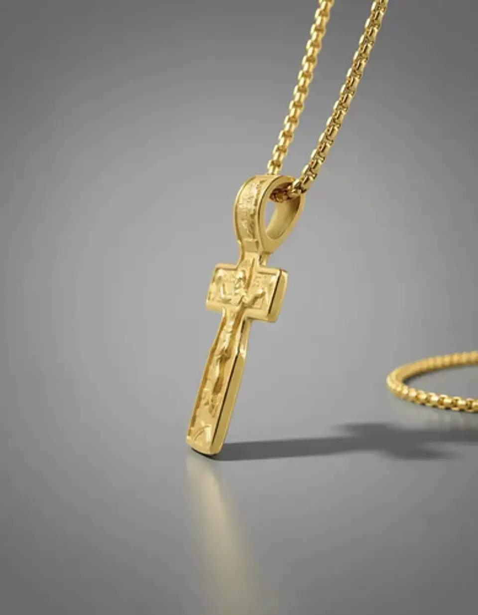 Collar Dije De Acero Color Oro Urbano Cruz Para Hombre Mujer 4