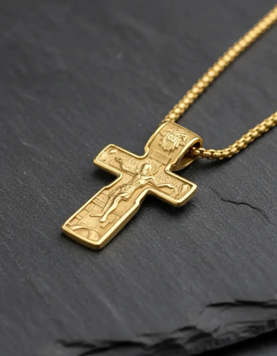 Collar Dije De Acero Color Oro Urbano Cruz Para Hombre Mujer 8