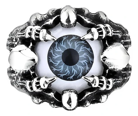 Anillo Para Hombre Y Mujer Con Ojo Dragón Rojo Cráneo Acero