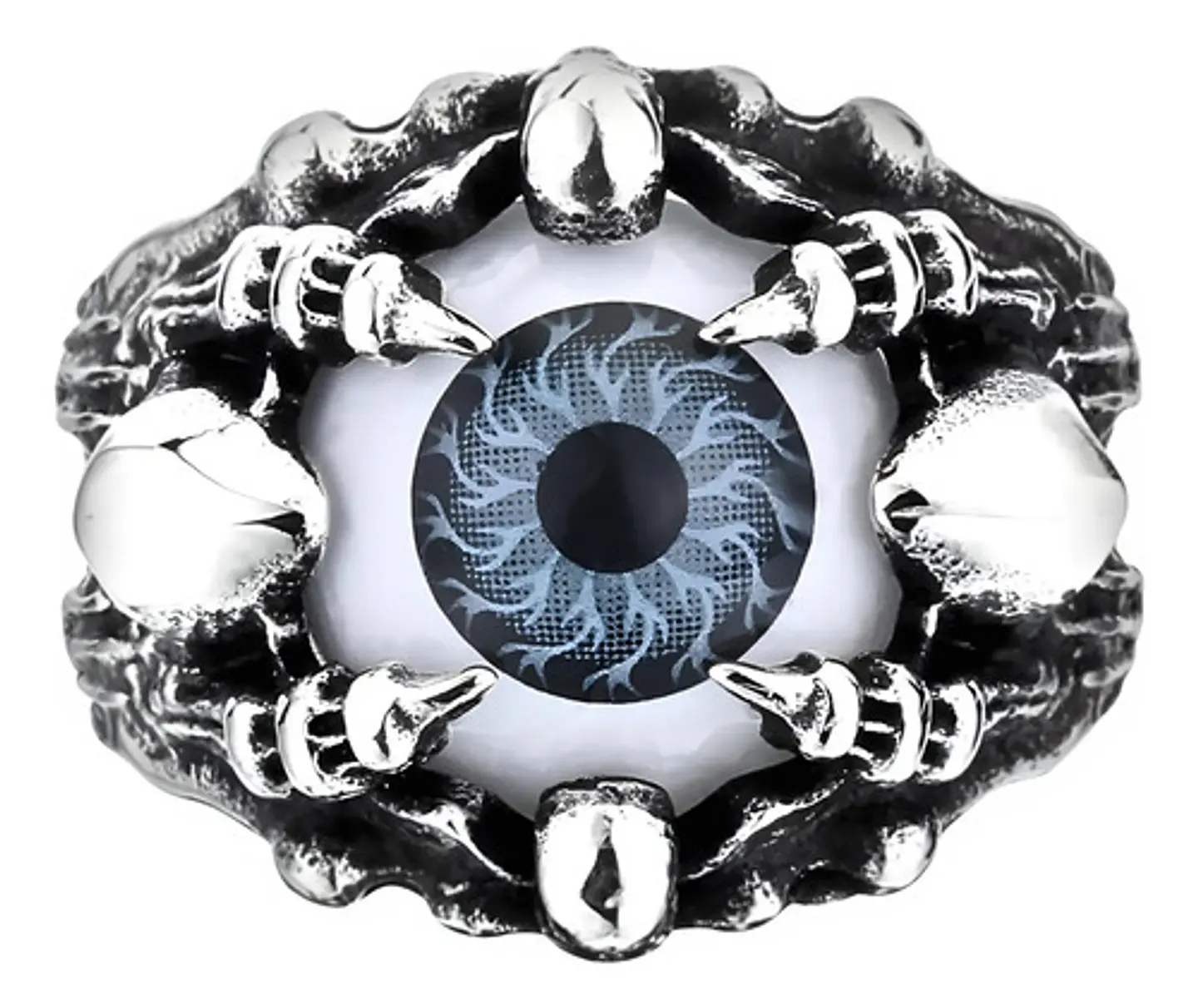 Anillo Para Hombre Y Mujer Con Ojo Dragón Rojo Cráneo Acero 2