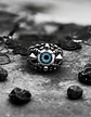 Anillo Para Hombre Y Mujer Con Ojo Dragón Rojo Cráneo Acero - Miniatura 3