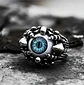 Anillo Para Hombre Y Mujer Con Ojo Dragón Rojo Cráneo Acero - Miniatura 4