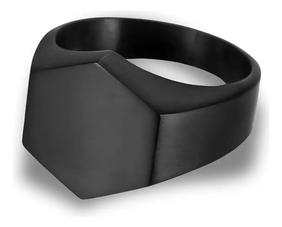 Anillo Para Hombre Y Mujer Negro Clásico Cuadrado Geométrico 2