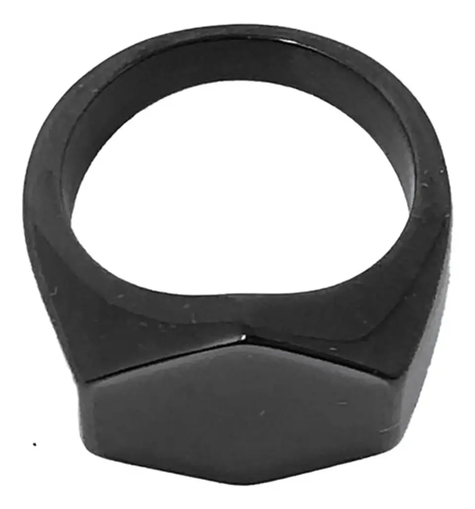 Anillo Para Hombre Y Mujer Negro Clásico Cuadrado Geométrico 4