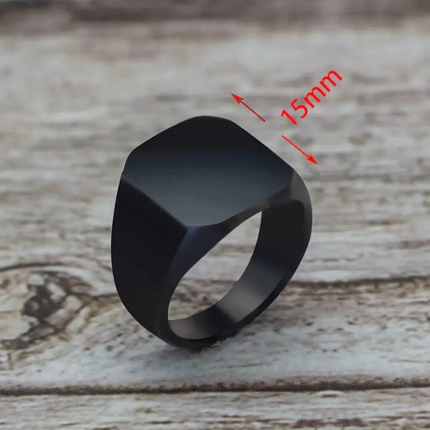 Anillo Para Hombre Y Mujer Negro Clásico Cuadrado Geométrico 12