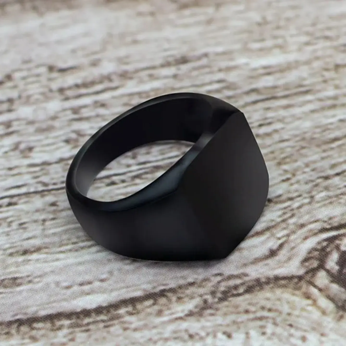 Anillo Para Hombre Y Mujer Negro Clásico Cuadrado Geométrico 13