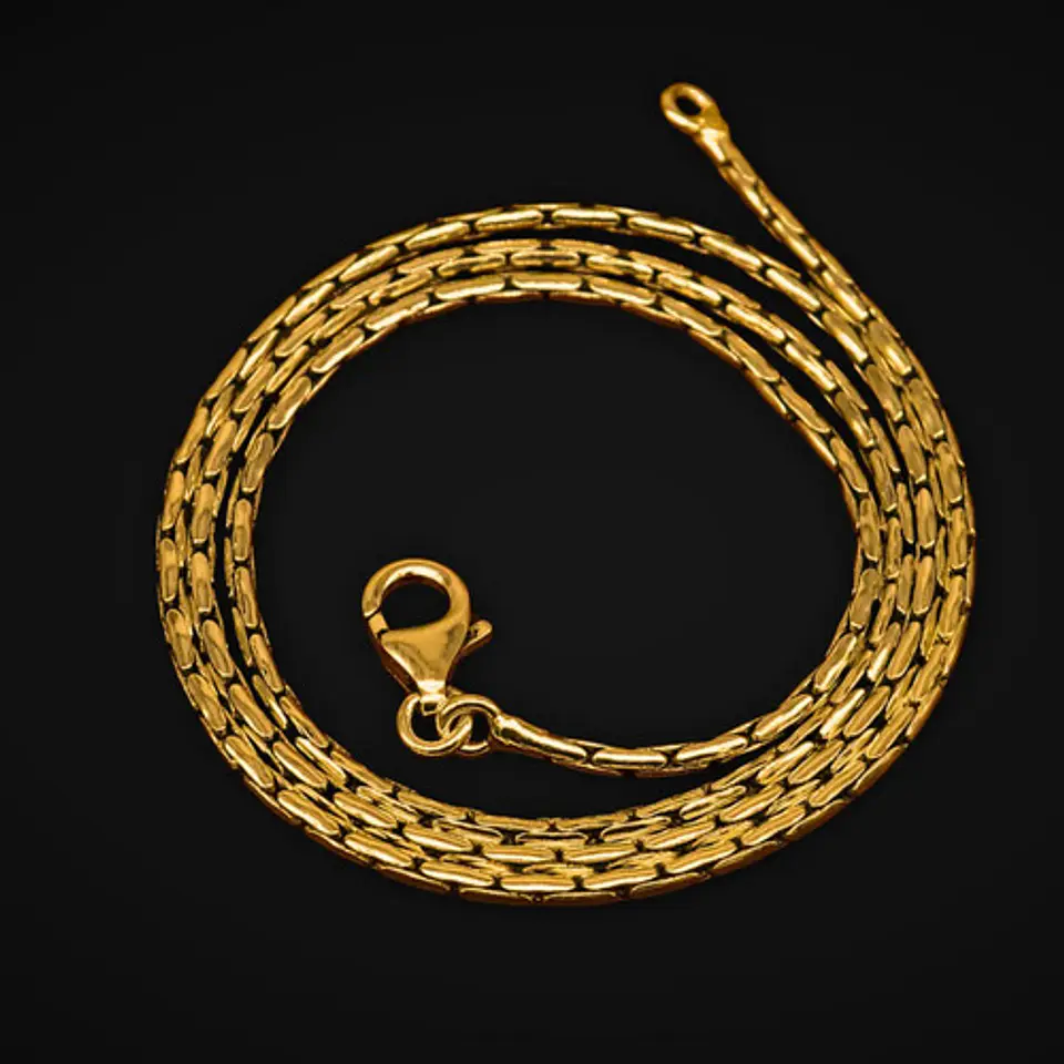 Cadena 60 Cm Para Hombre Mujer Eslabón Bambú 1.8mm Color Oro 6