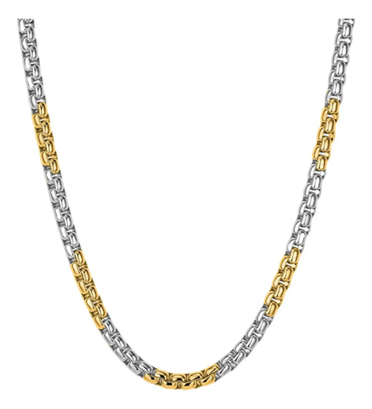 Cadena De 60 Cm Para Hombre Y Mujer Eslabon 4mm Bicolor Oro 1