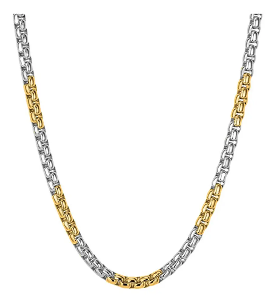 Cadena De 60 Cm Para Hombre Y Mujer Eslabon 4mm Bicolor Oro 1