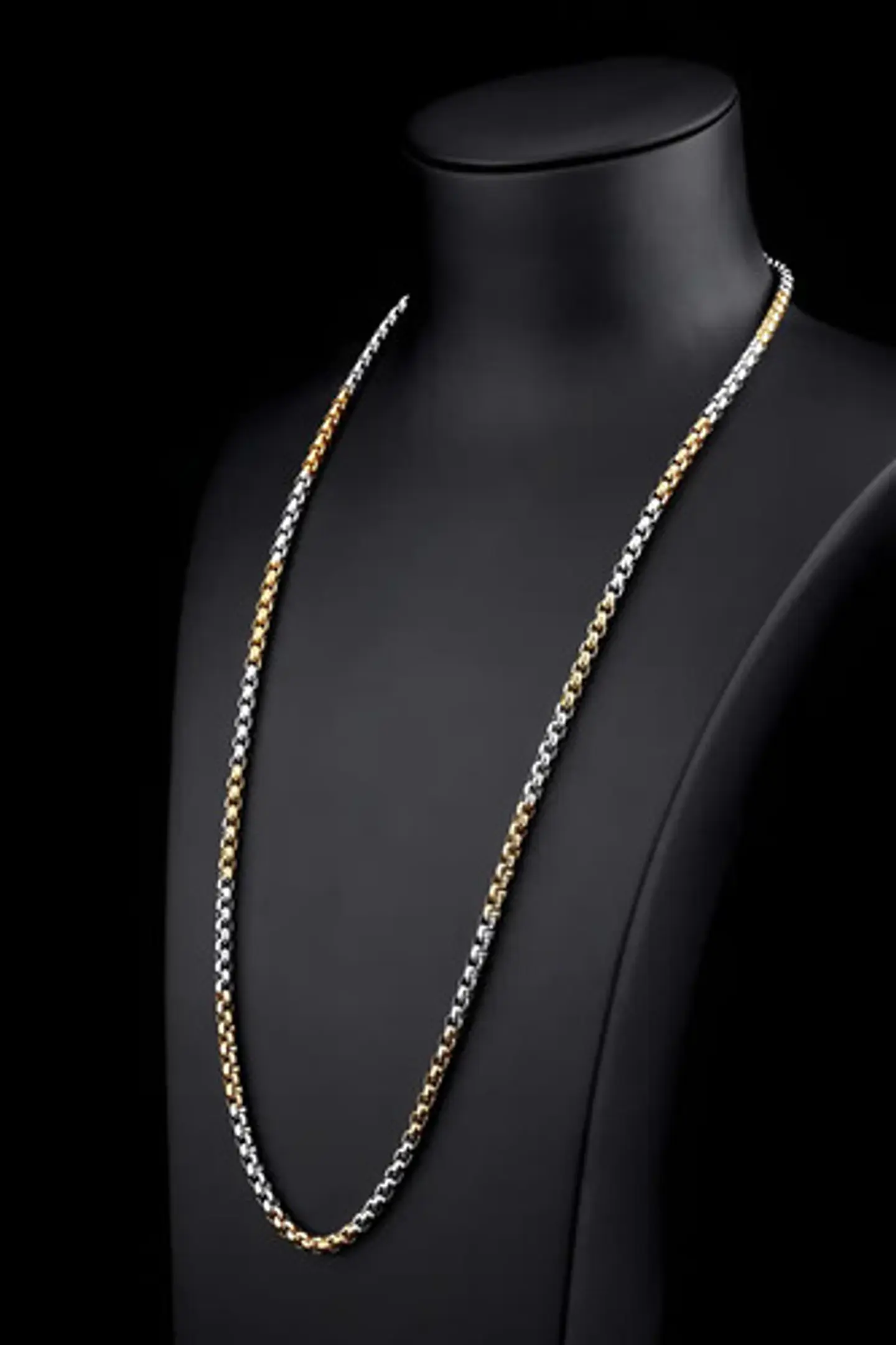 Cadena De 60 Cm Para Hombre Y Mujer Eslabon 4mm Bicolor Oro 9
