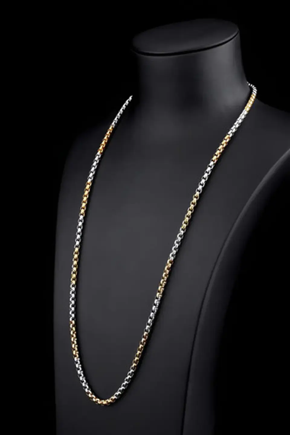 Cadena De 60 Cm Para Hombre Y Mujer Eslabon 4mm Bicolor Oro 9