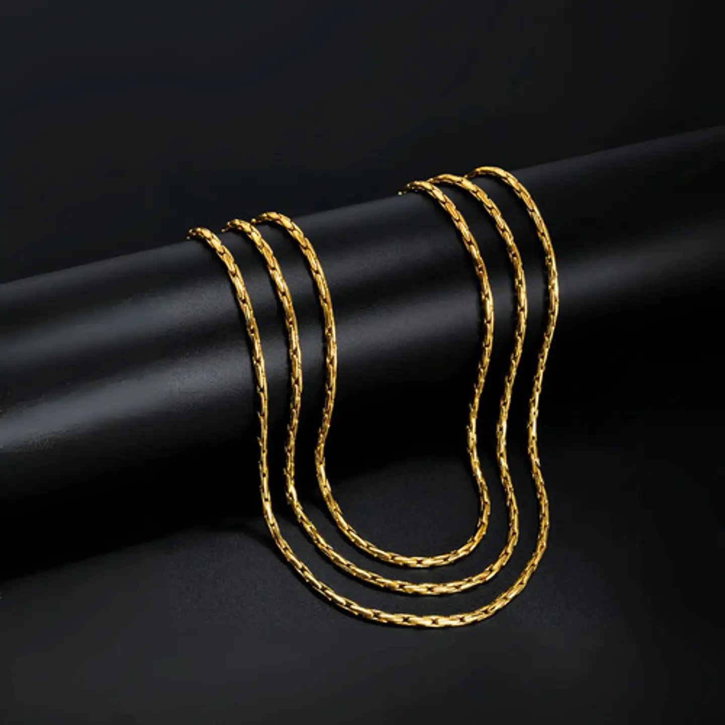 Cadena Bambú 60 Cm Para Hombre Y Mujer Eslabón 0.8 Color Oro 9