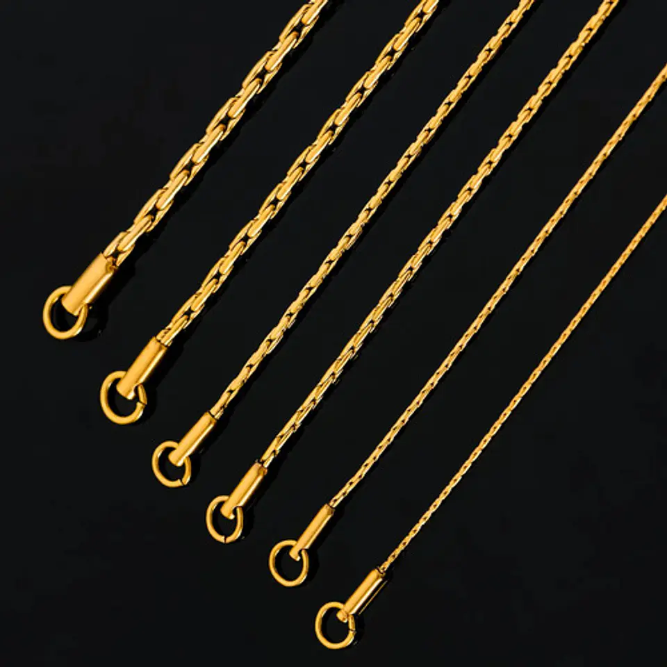 Cadena Bambú 60 Cm Para Hombre Y Mujer Eslabón 0.8 Color Oro 22