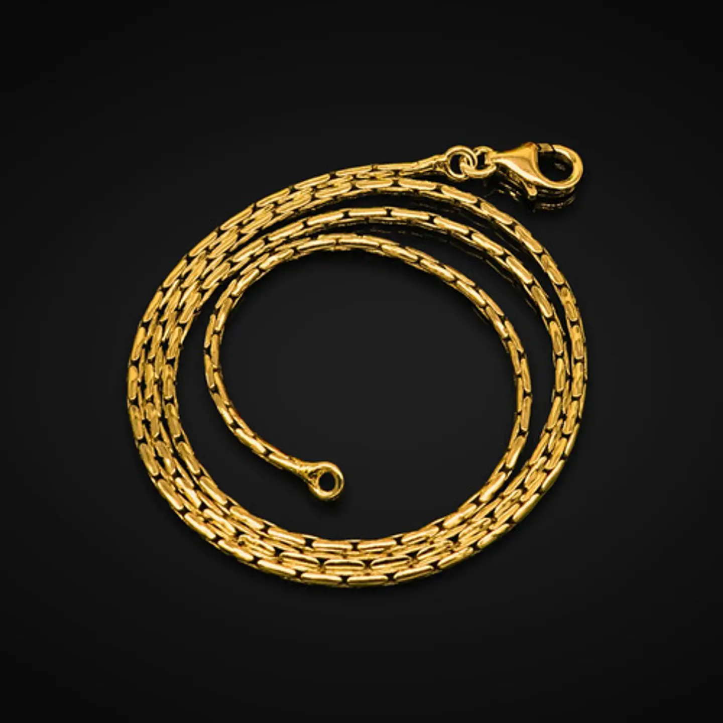 Cadena Bambú 60 Cm Para Hombre Y Mujer Eslabón 0.8 Color Oro 34