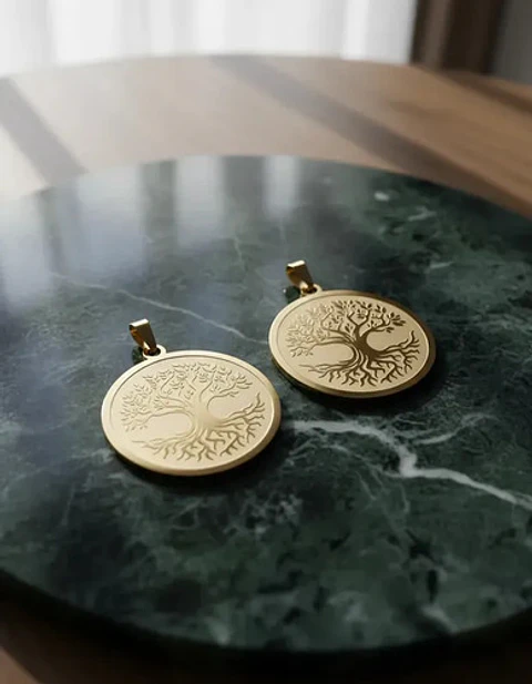 Set De 2 Dijes Para Hombre Y Mujer Medallas Árbol De La Vida