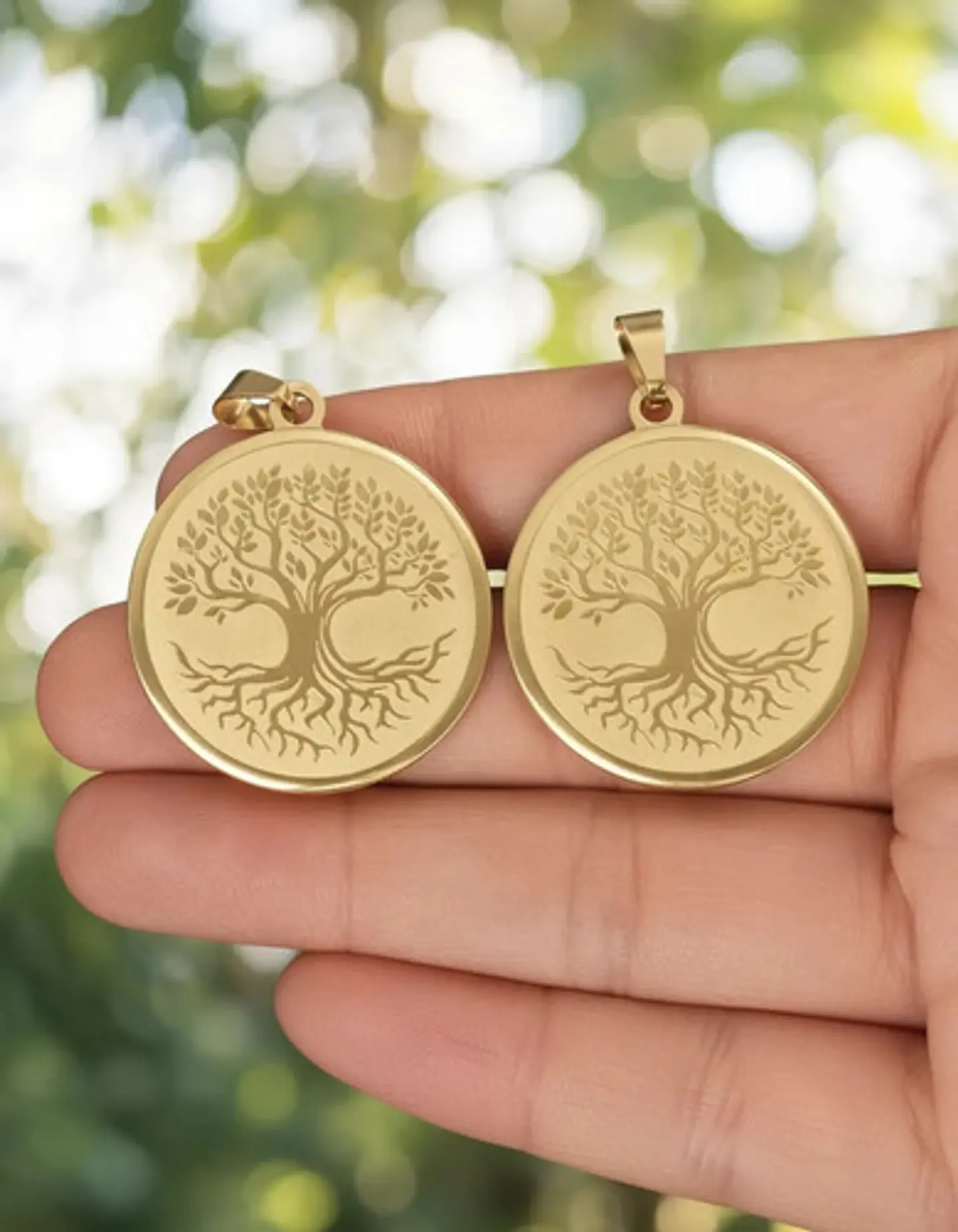 Set De 2 Dijes Para Hombre Y Mujer Medallas Árbol De La Vida 3